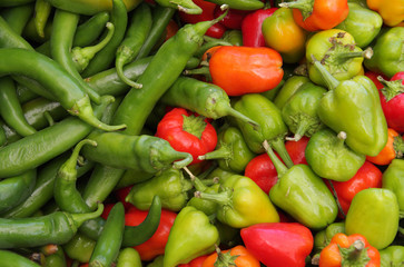 Organic pepper assortment at farmer's market