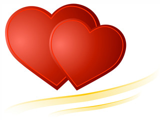 Red enamoured hearts with gold furnish