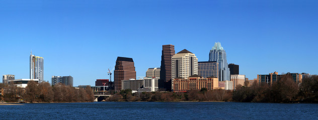 The downtown austin texas skyline on a clear sunny day. - 9626899
