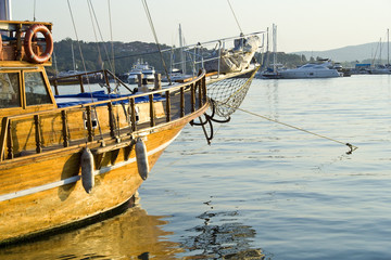 Fototapeta premium Details of a sail boat on sunshine