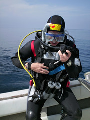 subacqueo preparativi immersione