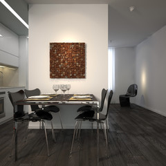 Dining corner in modern minimalist appartment