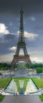 Eiffel tower over stormy clouds. HDR image.