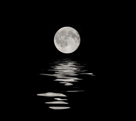 abstract full moon and water reflection