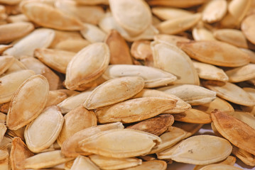 Pumpkin seeds in close-up