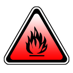 Triangle Fire Warning Sign - Symbol, White Background