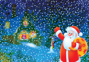 Christmas background with Santa Clause