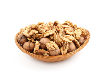 nuts in dish isolated on white