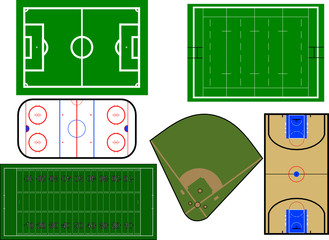 vector illustration of different sport fields