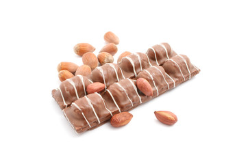 chocolates with hazelnuts isolated on white