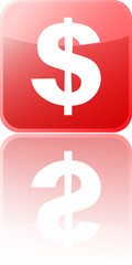 Obraz premium dollar red button with reflection