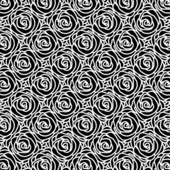 Papier Peint photo autocollant Fleurs noir et blanc Illustration vectorielle continue de la conception de modèle de rose.