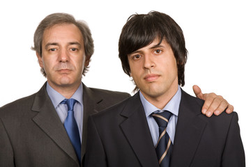 two young business men portrait, focus on the left man