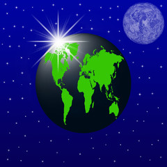 Naklejka premium Earth stars and moon
