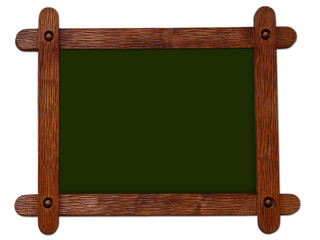 Wooden framework with a green background
