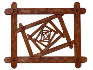 The twirled wooden frameworks isolated on white