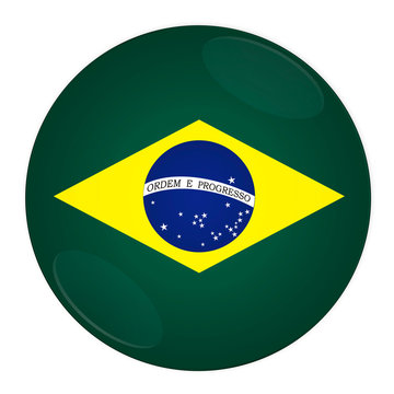 Abstract illustration: button with flag from Brazil country.