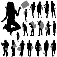 people with shopping bag vector