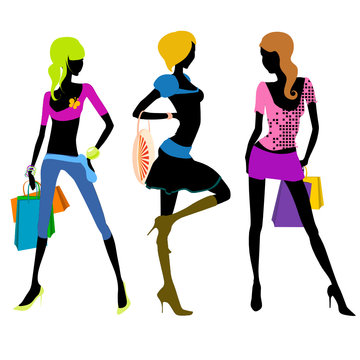 shopping girl illustration