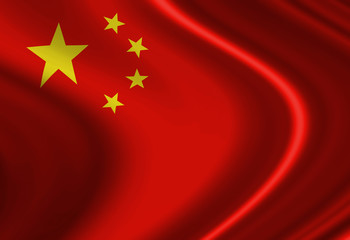 Chinese flag waving in the wind