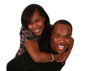 Beautiful african american couple on pure white background