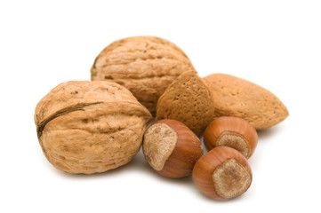 nuts assortment on white background