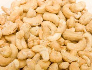 A pile of Fresh roasted salted cashews
