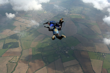 Two skydivers in freefall