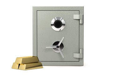 Bank safe isolated over a white background.