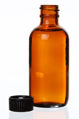 Generic Brown Glass Bottle, Cap Off, Against White