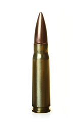 Semi-automatic Rifle Bullet, Isolated Against White Ground
