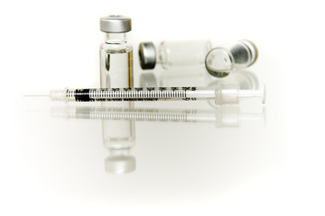Insulin Vials & Syringe with reflection