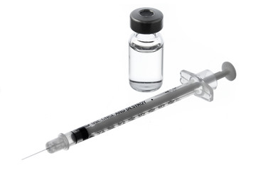 one vial with hypodermic needle