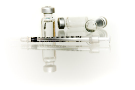 Insulin Vials & Syringe with reflection
