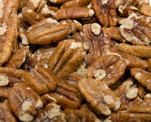 A bunch of hot fresh salty pecans