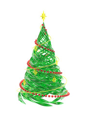 The rendered stylized Christmas glass pine tree