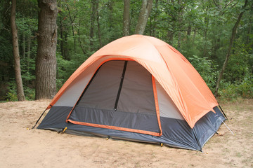 Camping Tent In Woods