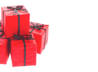 Red gift boxes with copy space on white