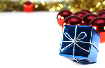 Christmas present with ornaments and white message area