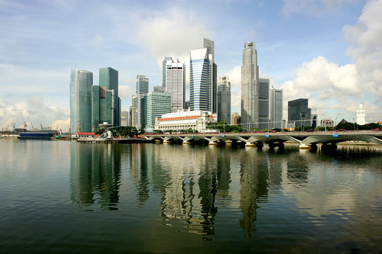 Skyline of modern business district, Singapore