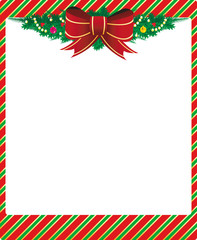 Christmas frame with ribbon and green sprays