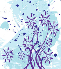 Fototapeta na wymiar floral bleu grunge