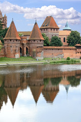 Old teutonic castle in Poland, Malbork, Gothic style.