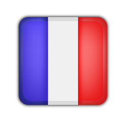 flag of france, square button on white background