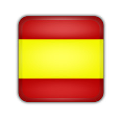 flag of spain, square button on white background