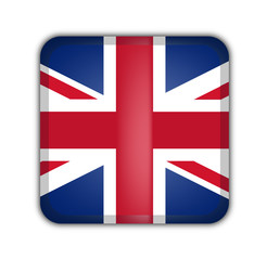 flag of united kingdom, square button on white background