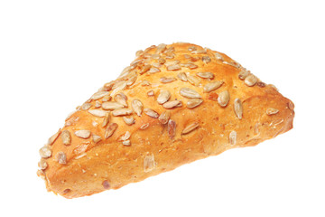 Pumpkin seeded savory bread isolated on white