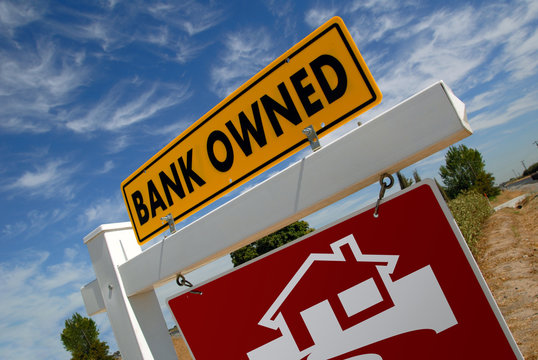 For Sale Real Estate Sign With Bank Owned Notice