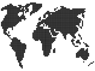 Fototapeta na wymiar Pixel world map