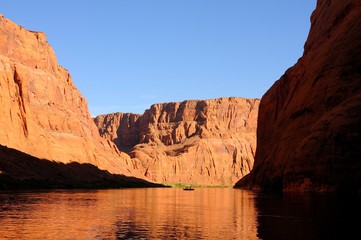 Fototapeta na wymiar Fisherman on the Colorado River in Glen Canyon Arizona
